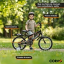 Bicicleta Infantil Corvo Rodado 16 de Acero color Negro C/ Rueditas
