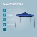 Gazebo Reforzado 3x3 Mts Plegable Autoarmable Microsonic color Azul 