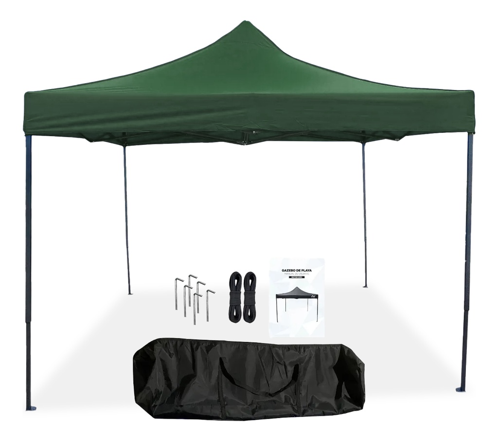 Gazebo Reforzado 3x3 Mts Plegable Autoarmable Microsonic color Verde 