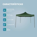 Gazebo Reforzado 3x3 Mts Plegable Autoarmable Microsonic color Verde 