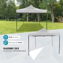 Gazebo Reforzado 3x3 Mts Plegable Autoarmable Microsonic color Blanco 
