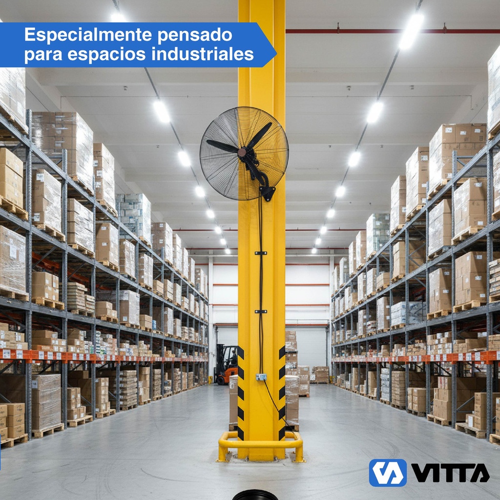 Ventilador Industrial 24'' Vitta 2 En 1 Pie/ Pared 3 Aspas Negro 