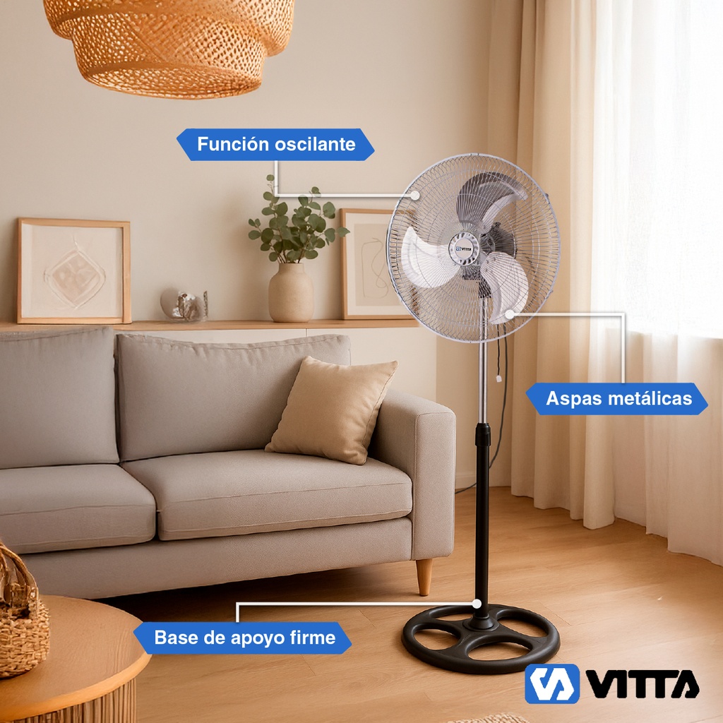 Combo x2 Ventilador Vitta 18" 3 Aspas De Pie 1 En 1