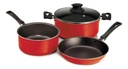 Set De Cocina Ollas + Sartén Antiadherente 4 Ps Piamonte Rojo