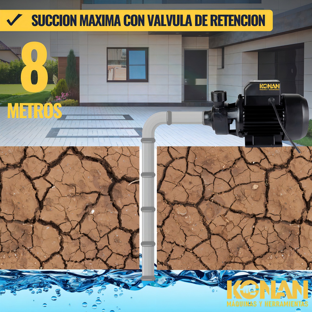 Bomba Periferica Konan 1/2hp Altura 28mts Caudal 28 L/min Negro 50 Hz Monofásica 