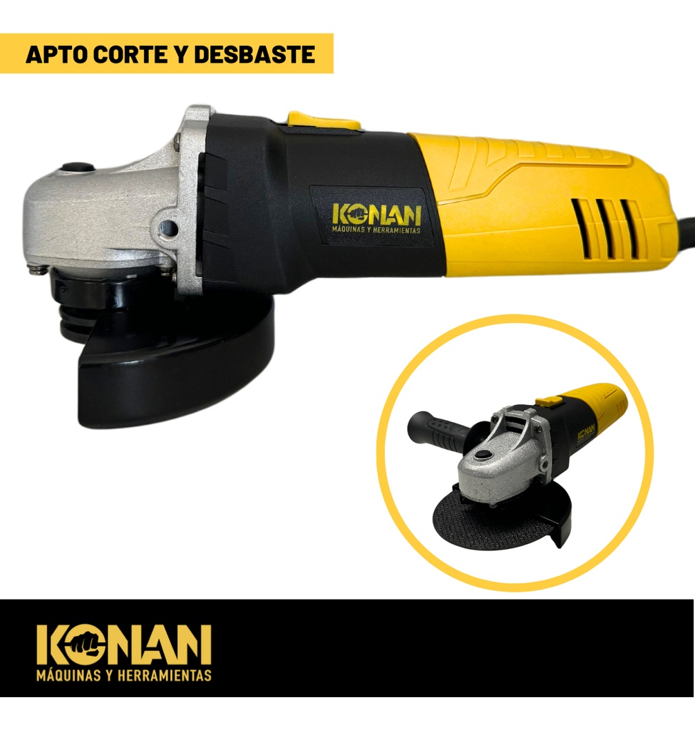 Amoladora Angular Konan 115mm 720w Corte Y Desbaste Eléctrica 