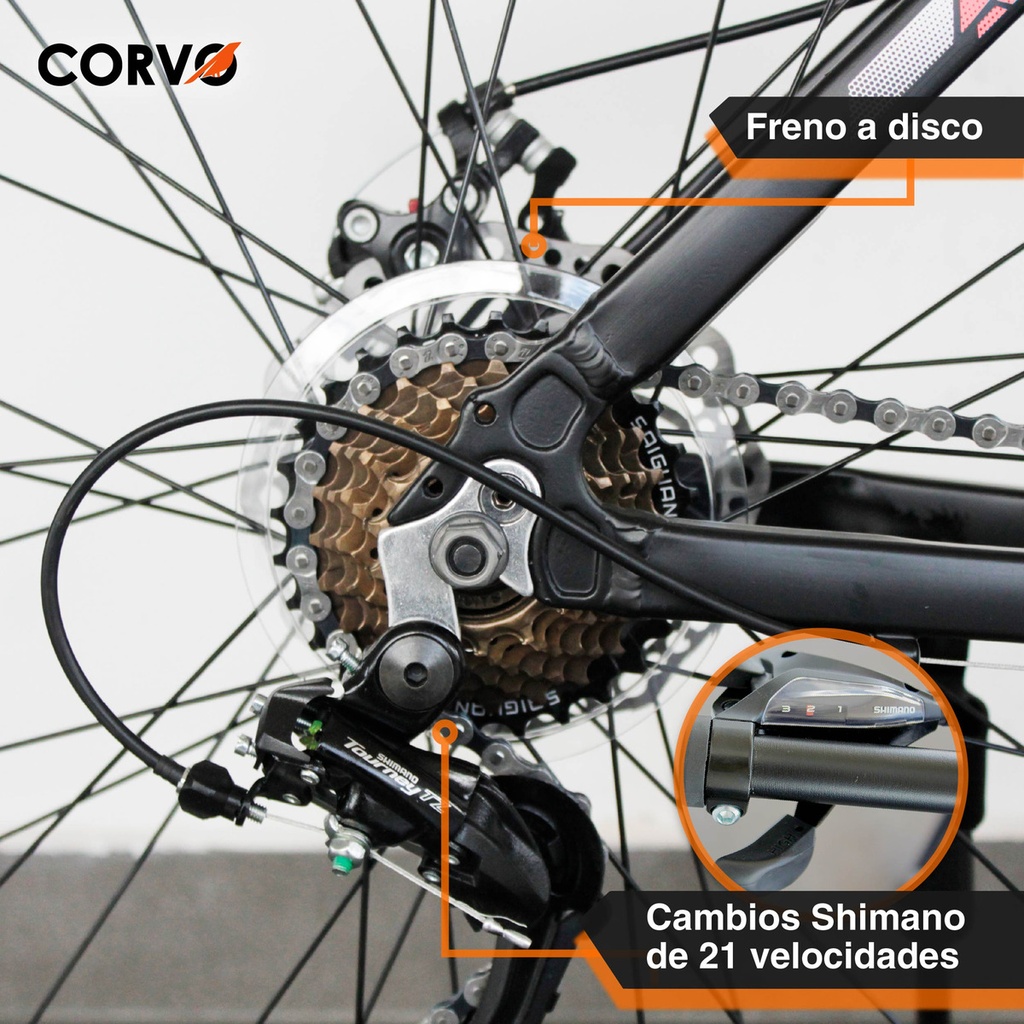 Bicicleta R29 Mountain Bike Aluminio Shimano Corvo