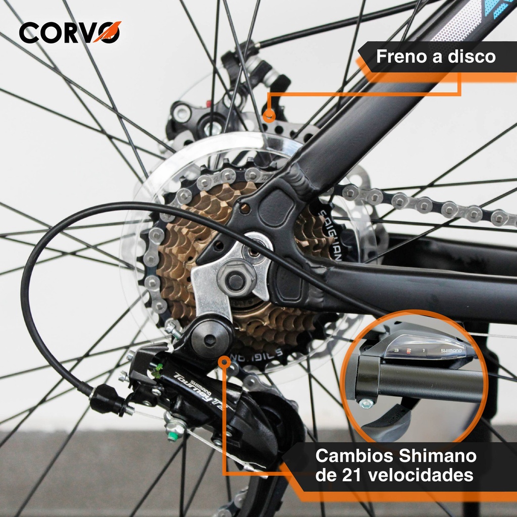 Bicicleta R29 Mountain Bike Aluminio Shimano Corvo
