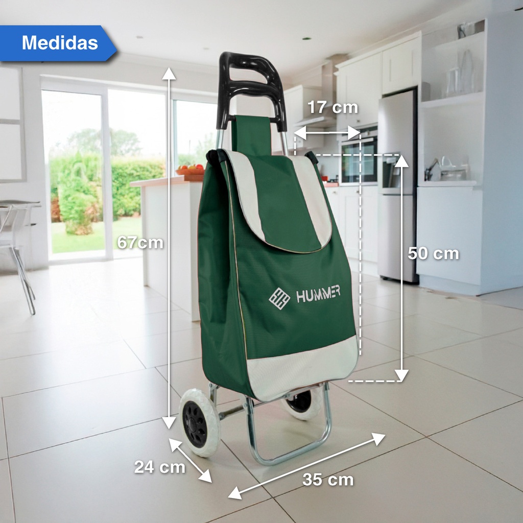 Changuito De Compras Reforzado 35 L Plegable Verde 