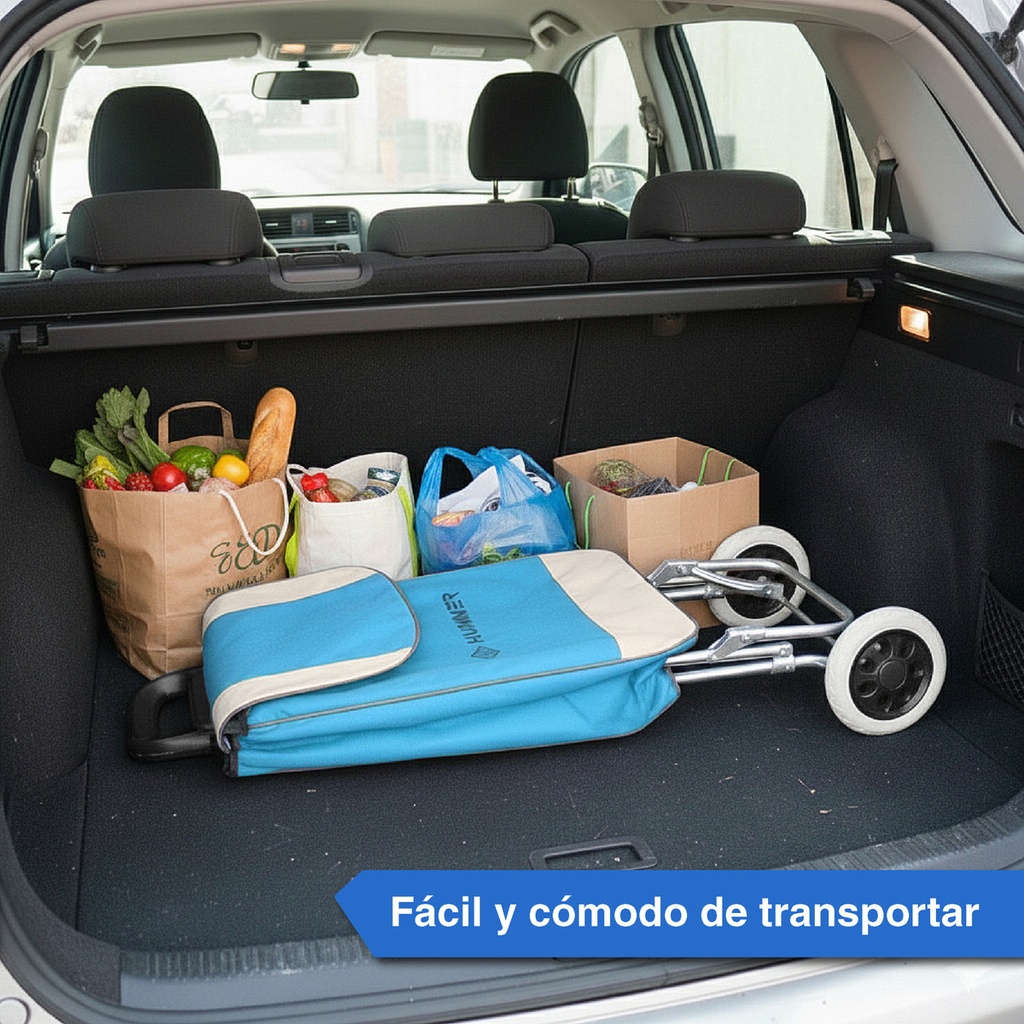 Changuito De Compras Reforzado 35 L Plegable Celeste 