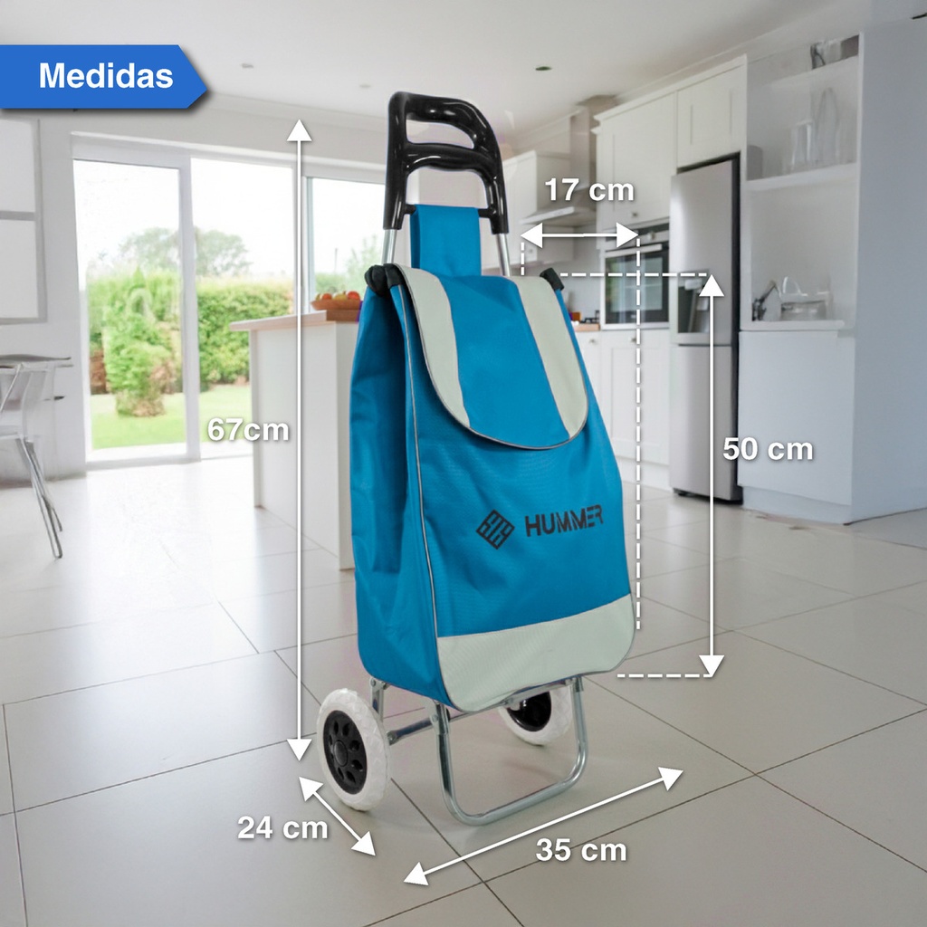 Changuito De Compras Reforzado 35 L Plegable Celeste 