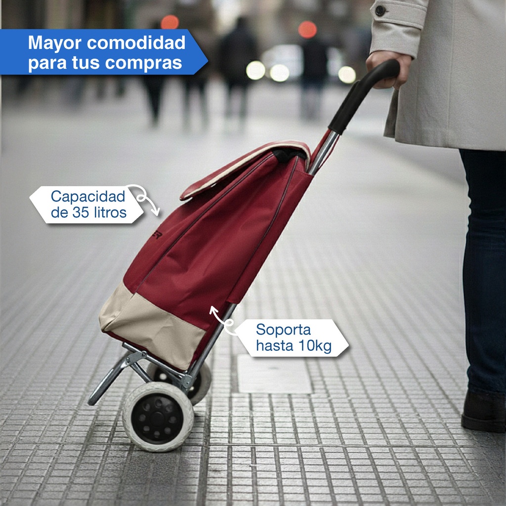 Changuito De Compras Reforzado 35 L Plegable Rojo 
