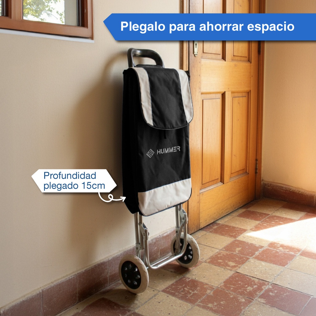 Changuito De Compras Reforzado 35 L Plegable Negro