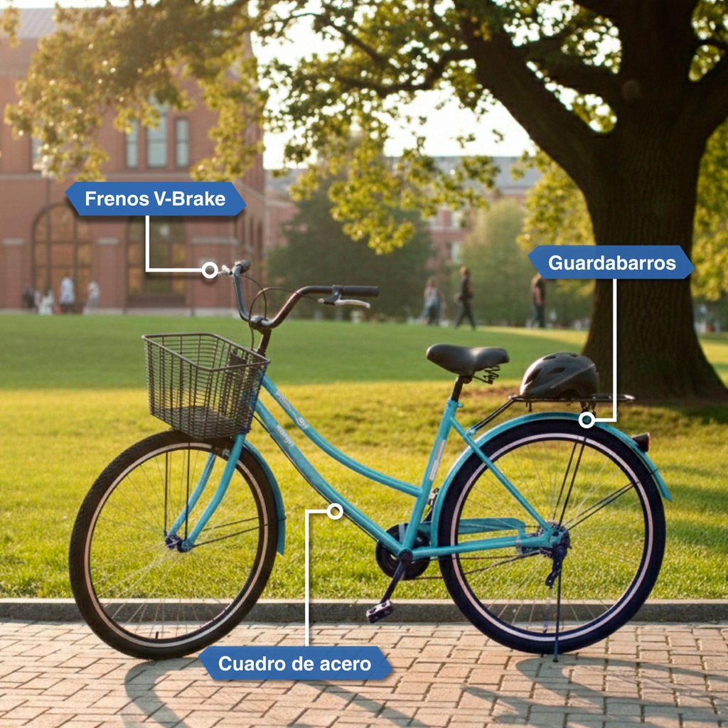 Bicicleta De Paseo Rodado 27 Con Canasto Kanji Turquesa 