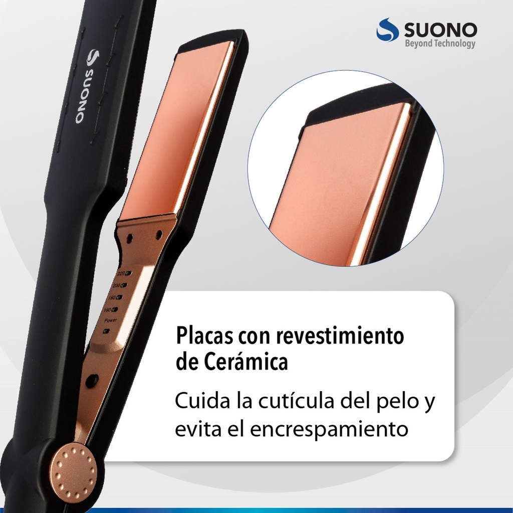 Planchita De Pelo Suono Snpe-1102 Negra Placas de Ceramica 