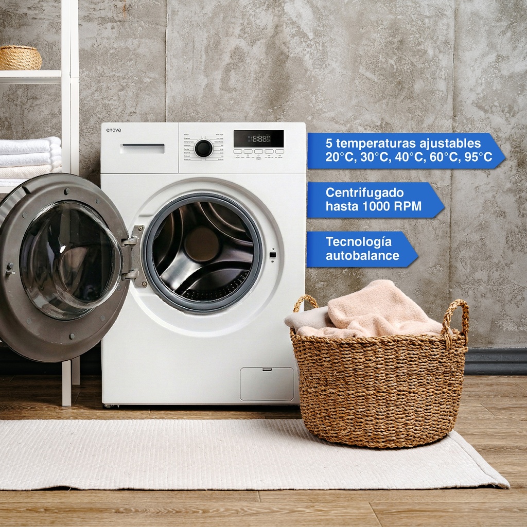 Lavarropas Aut. Enova EWM-F6 C/Frontal 6Kg 1000RPM