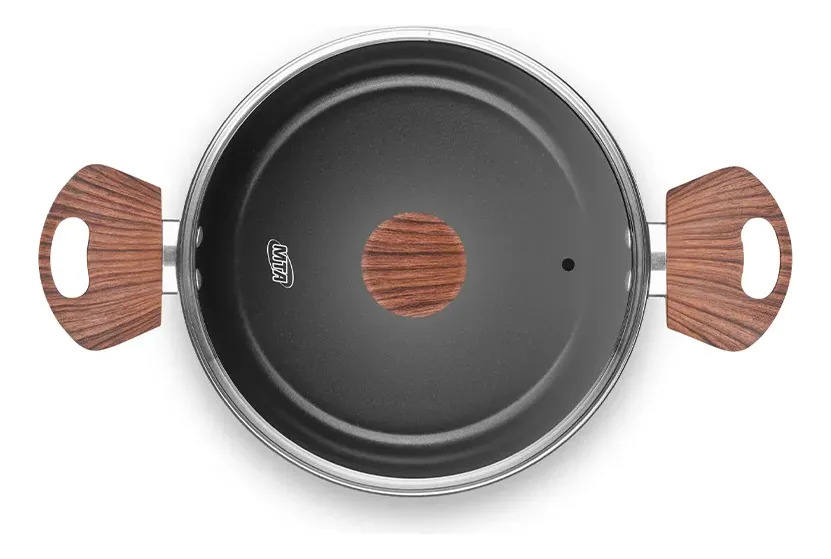 Batería Cocina Cacerola Aluminio X 5 Pzas Negro Cerámica Mta