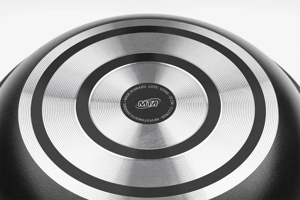 Batería Cocina Cacerola Aluminio X 5 Pzas Negro Cerámica Mta