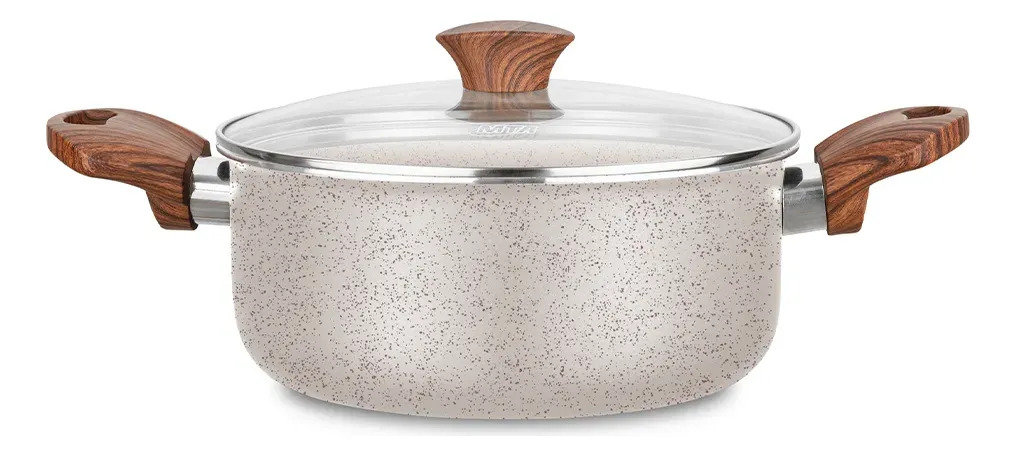 Bateria Cocina Cacerola Aluminio X 5pzas Cerámica Mta Blanco