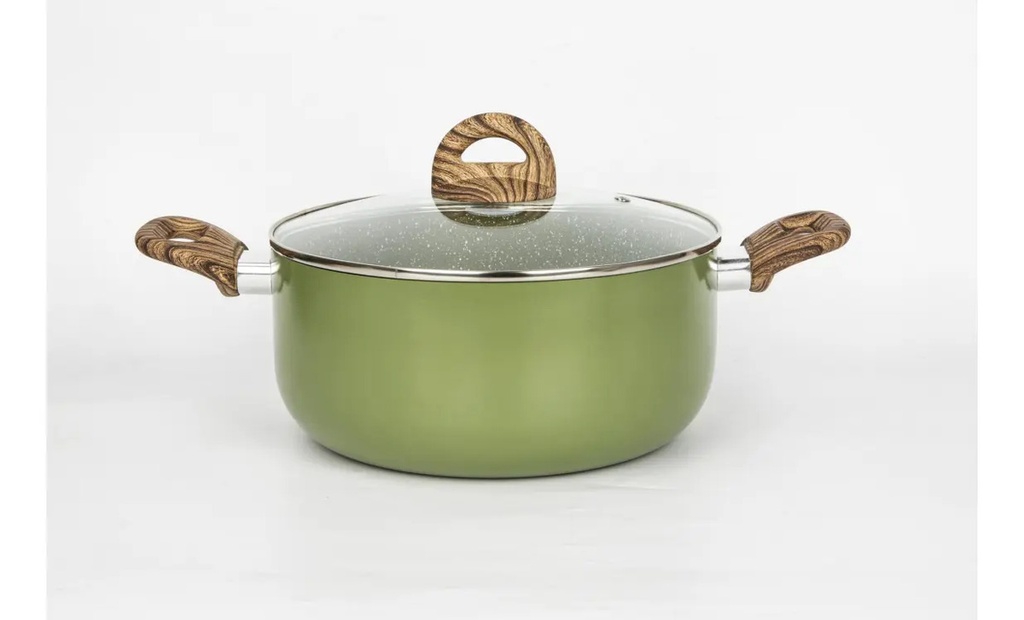 Juego Ollas Suka Teflon Granito Verde Antiadherente 5pz. Verde Mango