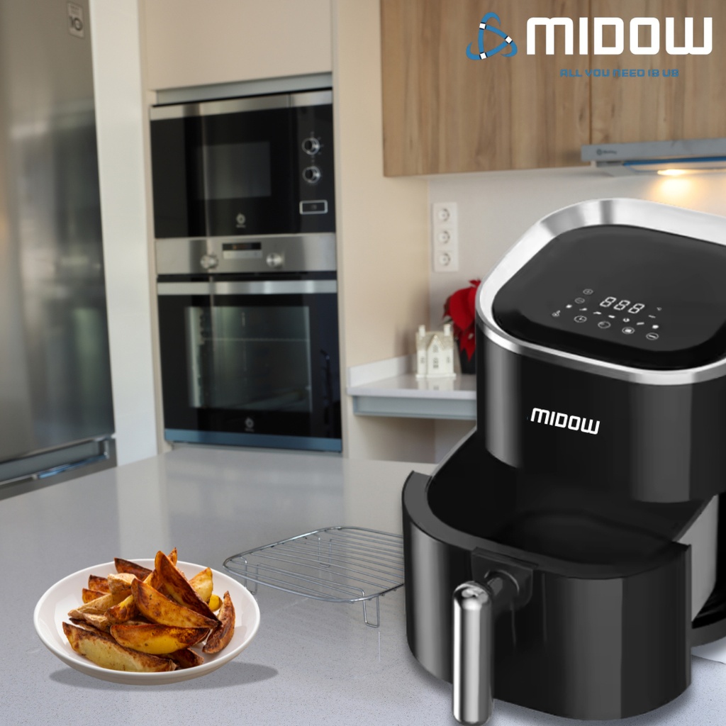 Freidora De Aire Sin Aceite Midow 3.5 Lts 1200w Display Led Negro