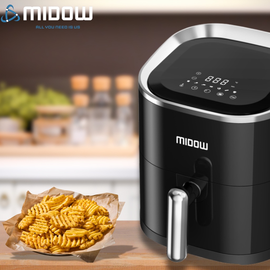 Freidora De Aire Sin Aceite Midow 3.5 Lts 1200w Display Led Negro