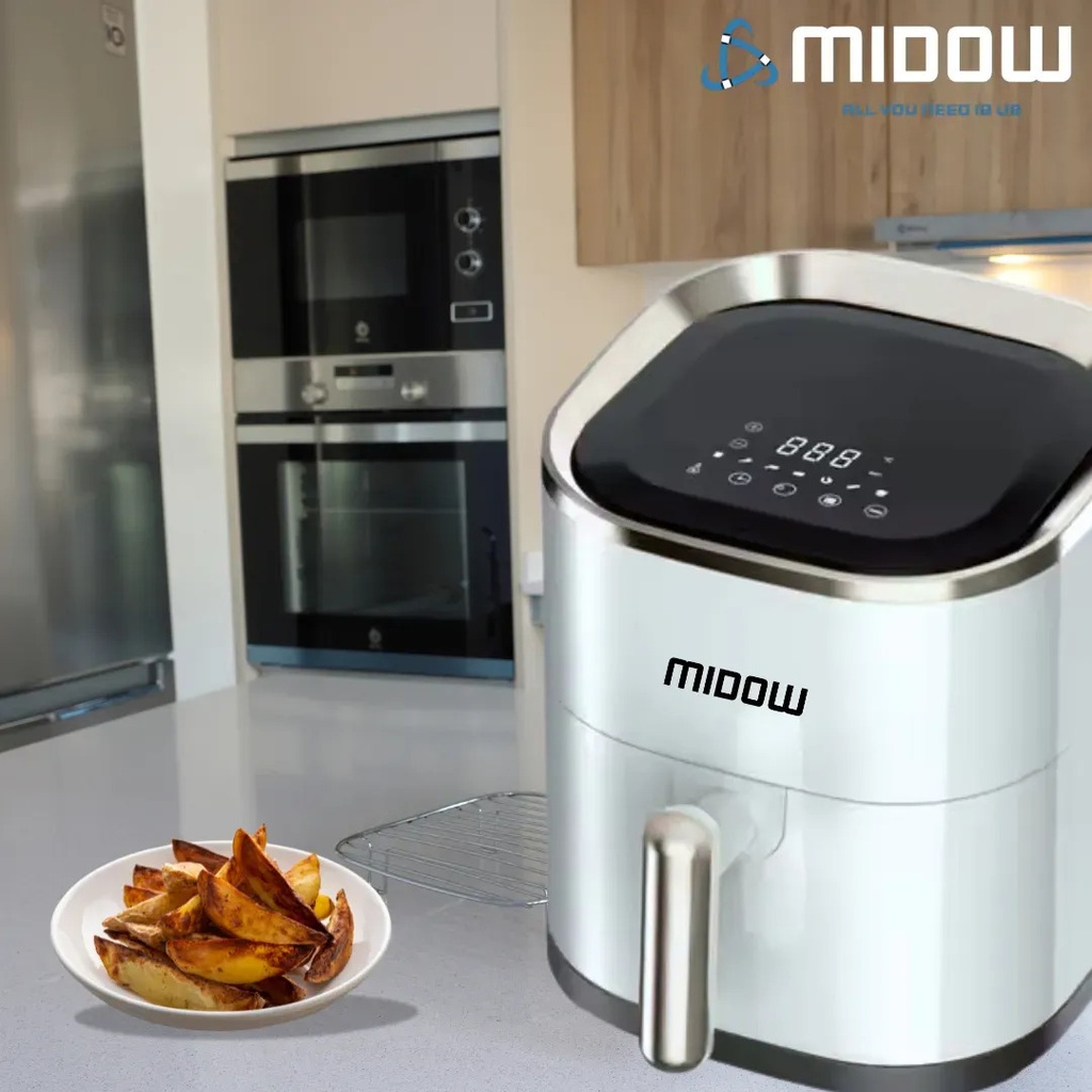 Freidora De Aire Sin Aceite Midow 3.5 Lts 1200w Display Led Blanco