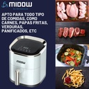 Freidora De Aire Sin Aceite Midow 3.5 Lts 1200w Display Led Blanco
