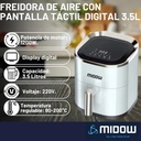 Freidora De Aire Sin Aceite Midow 3.5 Lts 1200w Display Led Blanco