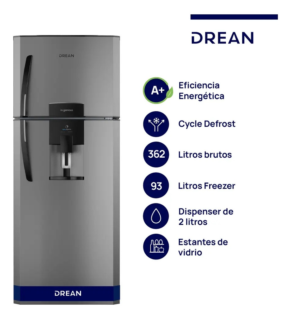 Heladera Con Freezer Cíclica 362l Gris Drean Hdr370f61e