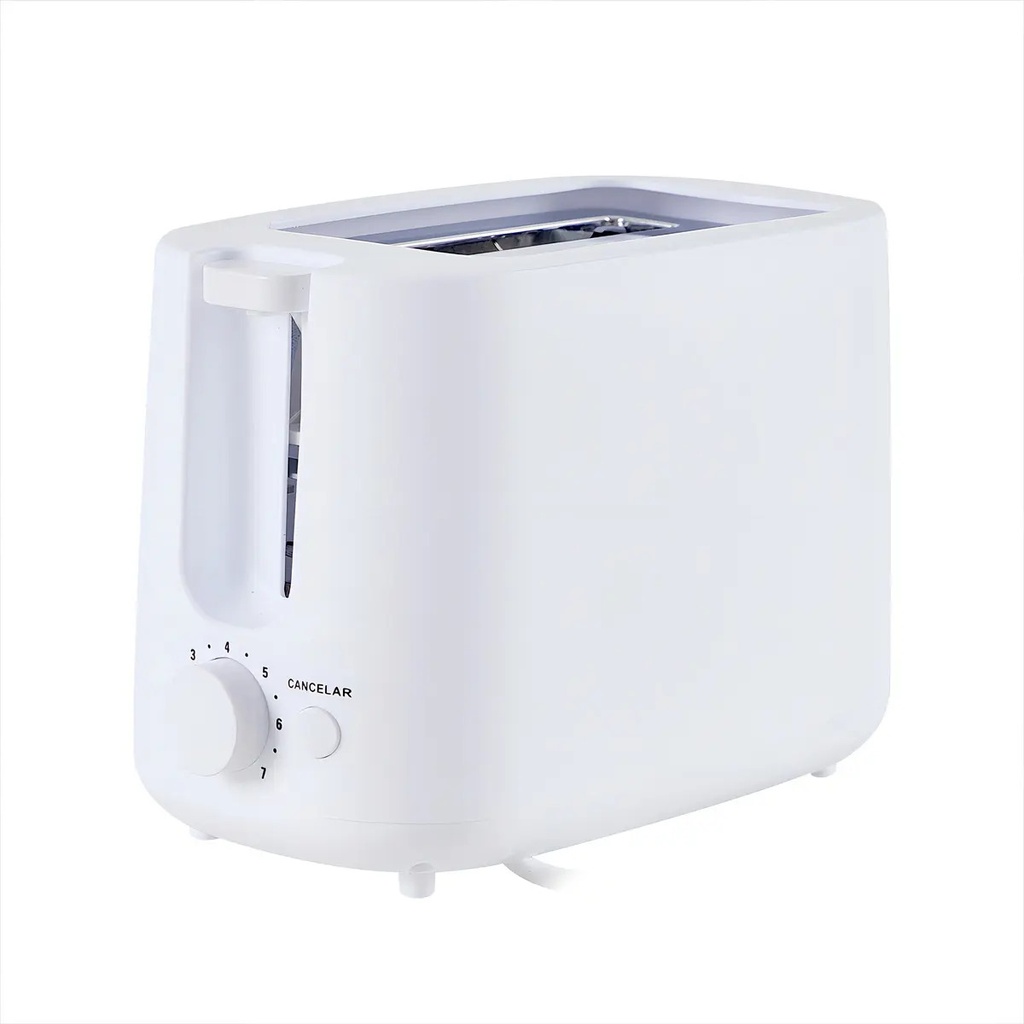 Tostadora Eléctrica Microsonic 800w 2 Panes Rebanadas Blanco