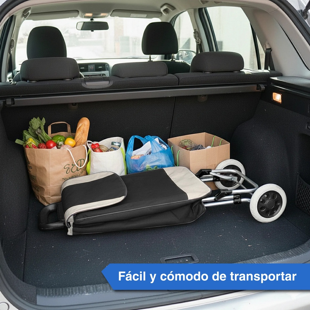 Changuito De Compras Reforzado 35 L Plegable Mercado Y Hogar Negro