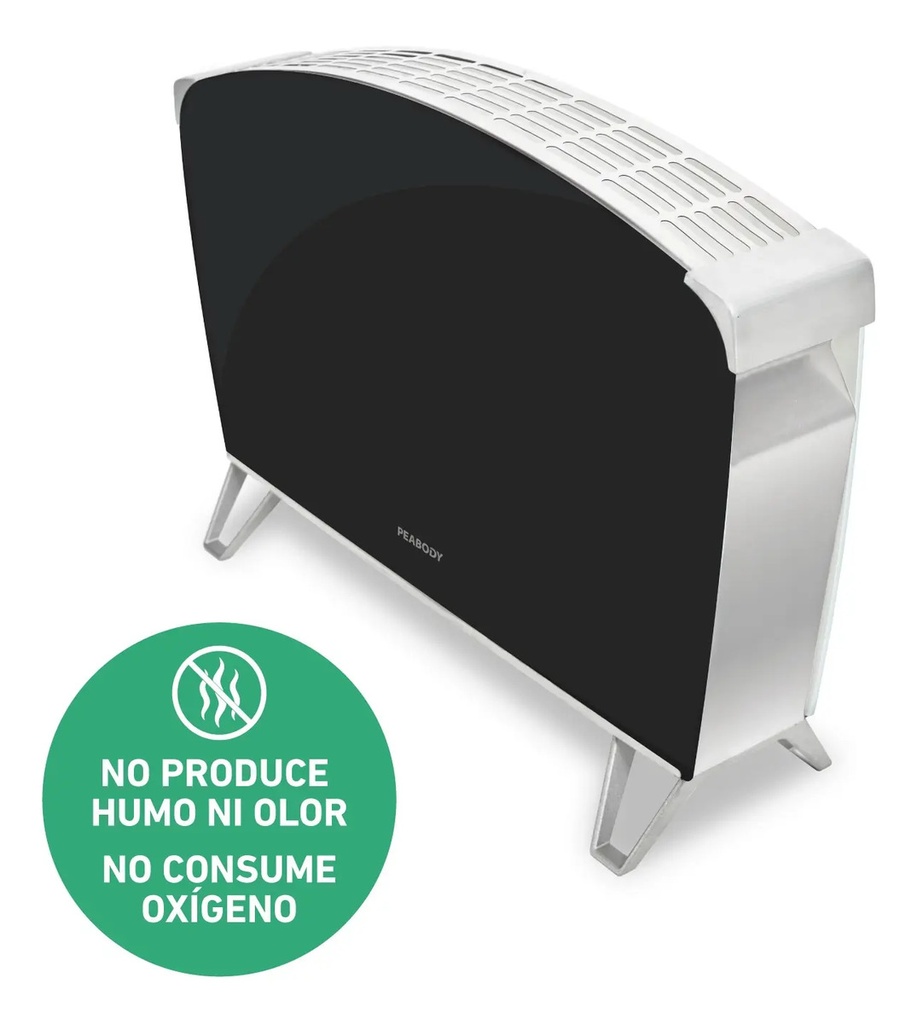 Vitroconvector Peabody Doble Vidrio 1500w Negro Pe-bvc15 P1 Negro