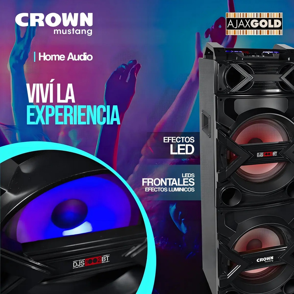 Parlante Crown Mustang Djs-1002bt Portátil Con Bluetooth Negro