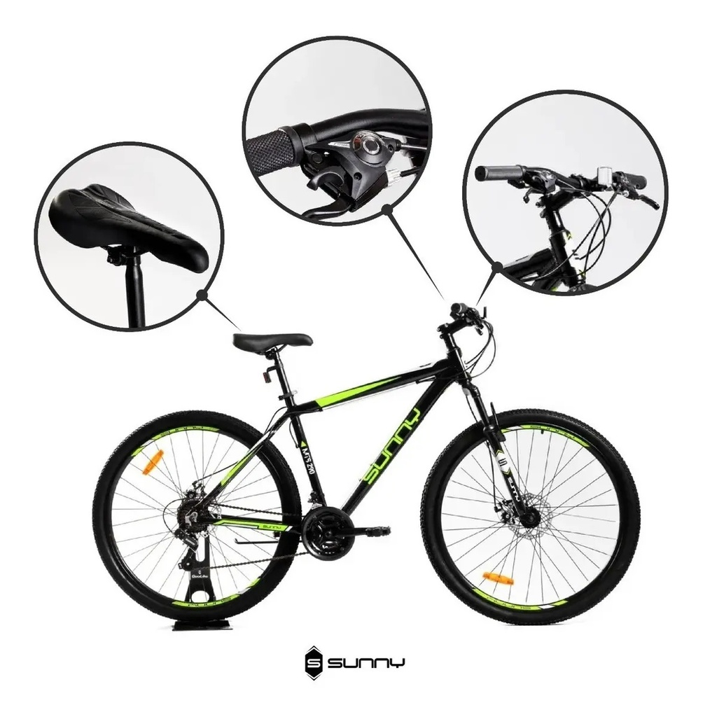 Bicicleta Sunny Modelo Mts 290 Rodado 29 Negro Verde Ml Negro Ml