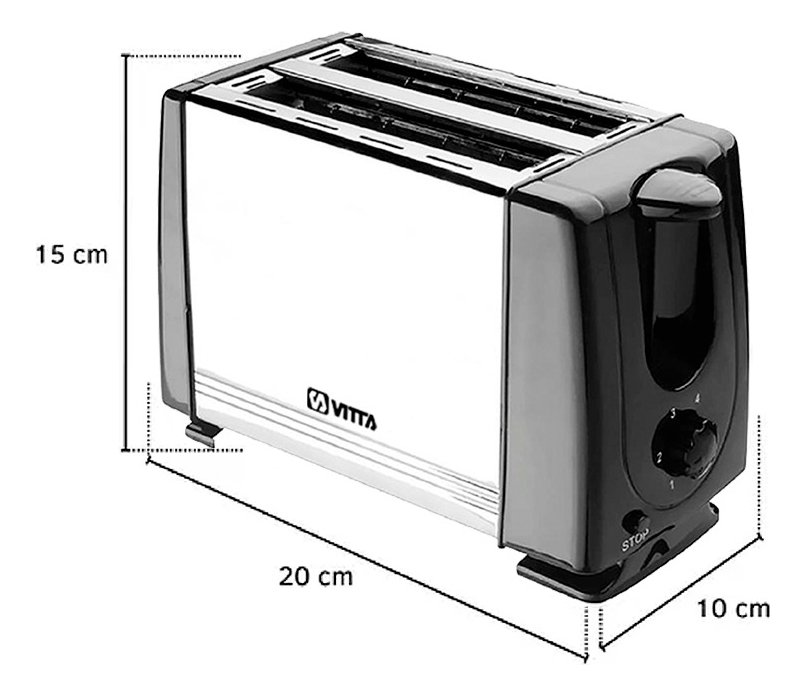 Tostadora Electrica 900w 2 Panes 6 Niveles Full - Vitta