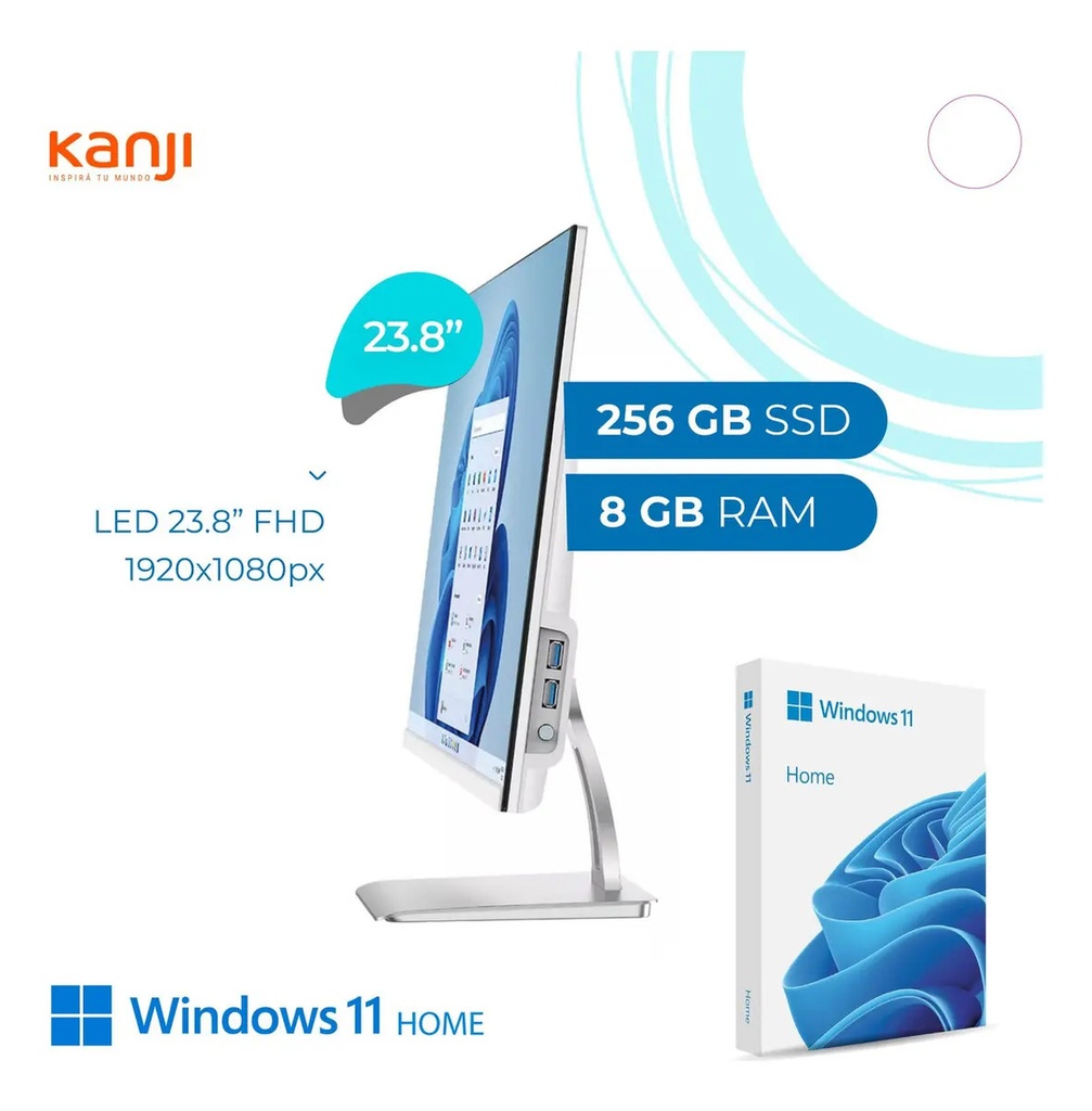Pc Kanji All In One 24p I5 8gb Ram 256gb Ssd Windows 11 Home Blanco