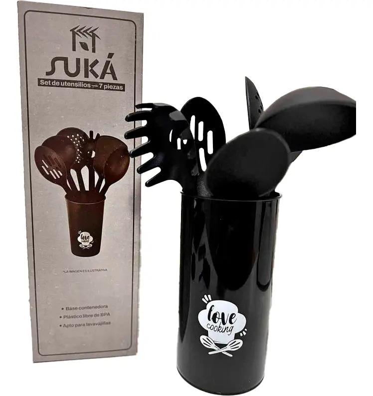 Set De Utensillos Cocina Suka 7 Piezas Negro