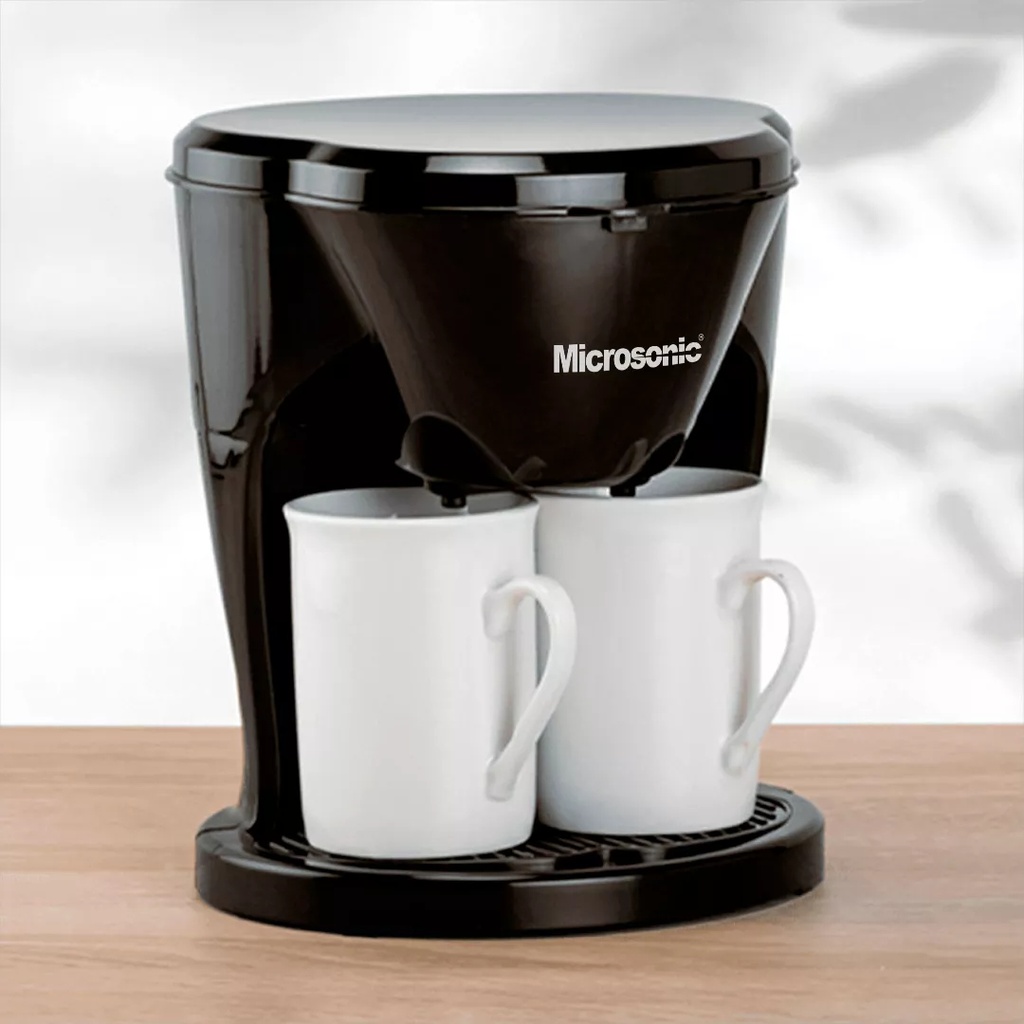 Cafetera Electrica Microsonic Doble Goteo 2 Tazas De Regalo Negro
