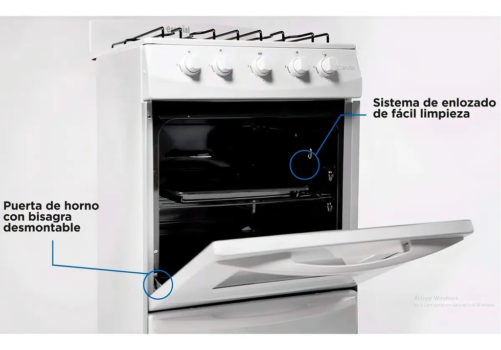 Cocina Escorial Candor Gas Envasado Con Puerta Con Visor Color Blanco
