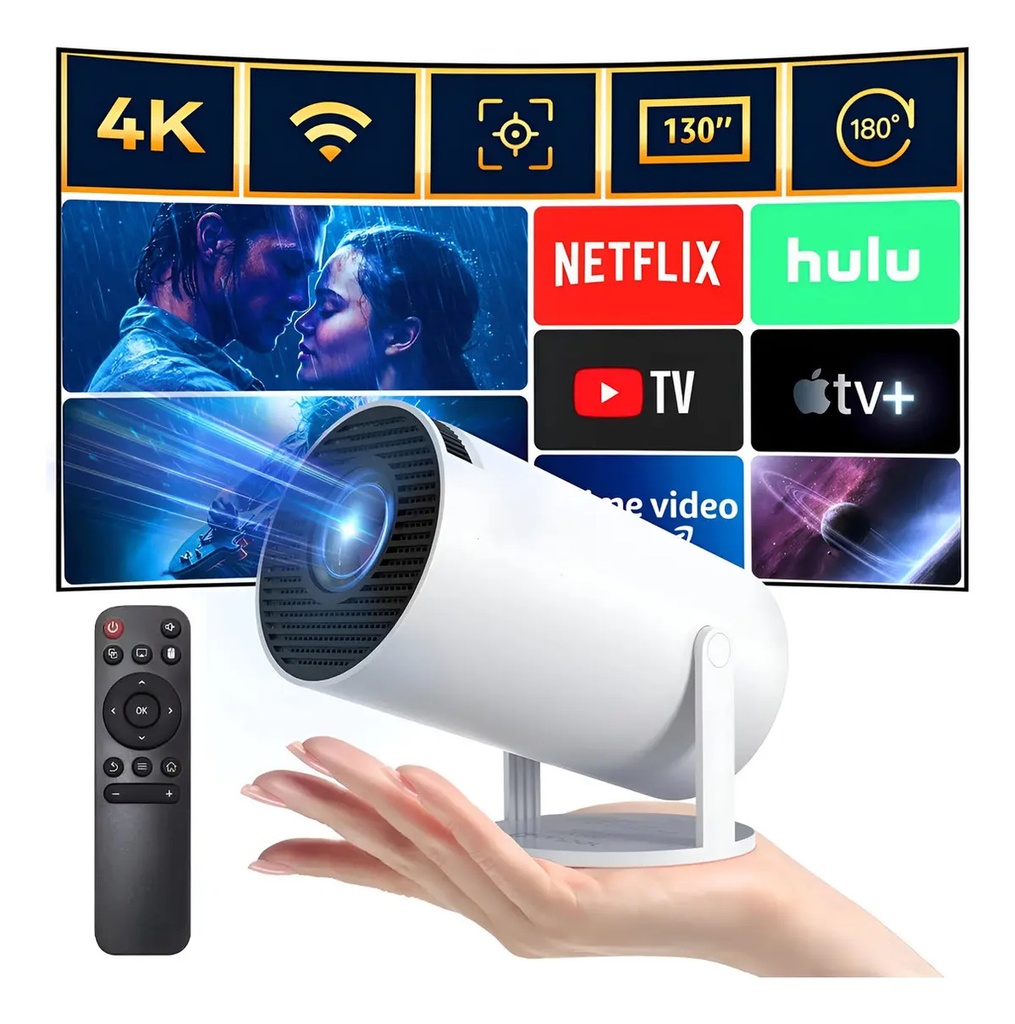 Ultrahdmini Proyector Portátil 4k Android Full Hd Smart Wif Blanco
