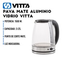 Pava Eléctrica Vitta Corte Mate Vidrio Aluminio 2l 1500w
