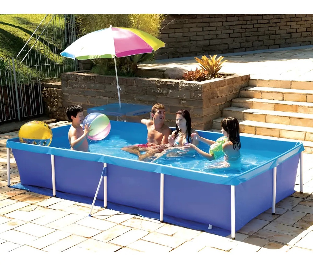 Pileta Lona Estructural Rectangular 3000 Lts Mor Azul Liso