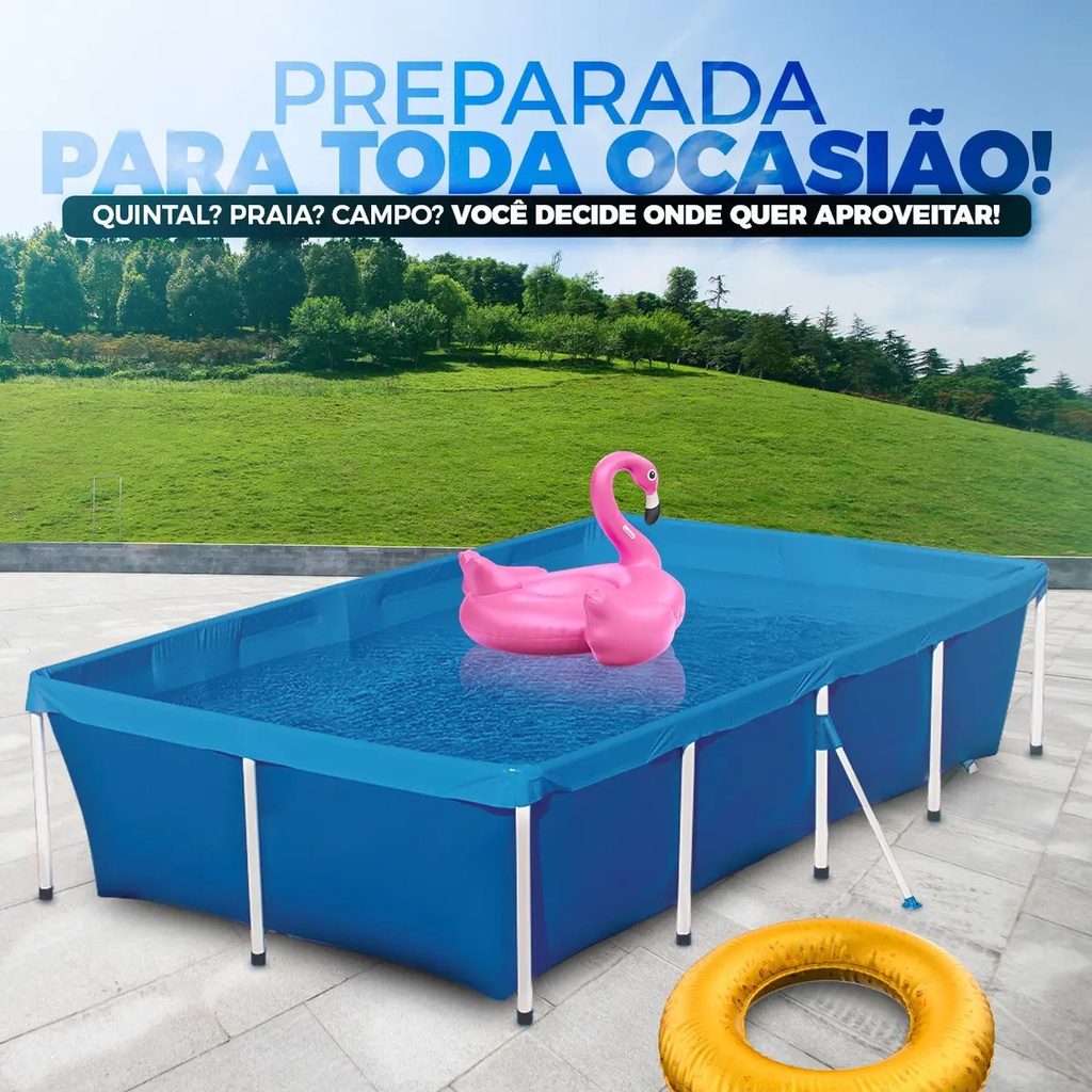 Pileta Lona Estructural Rectangular 3000 Lts Mor Azul Liso