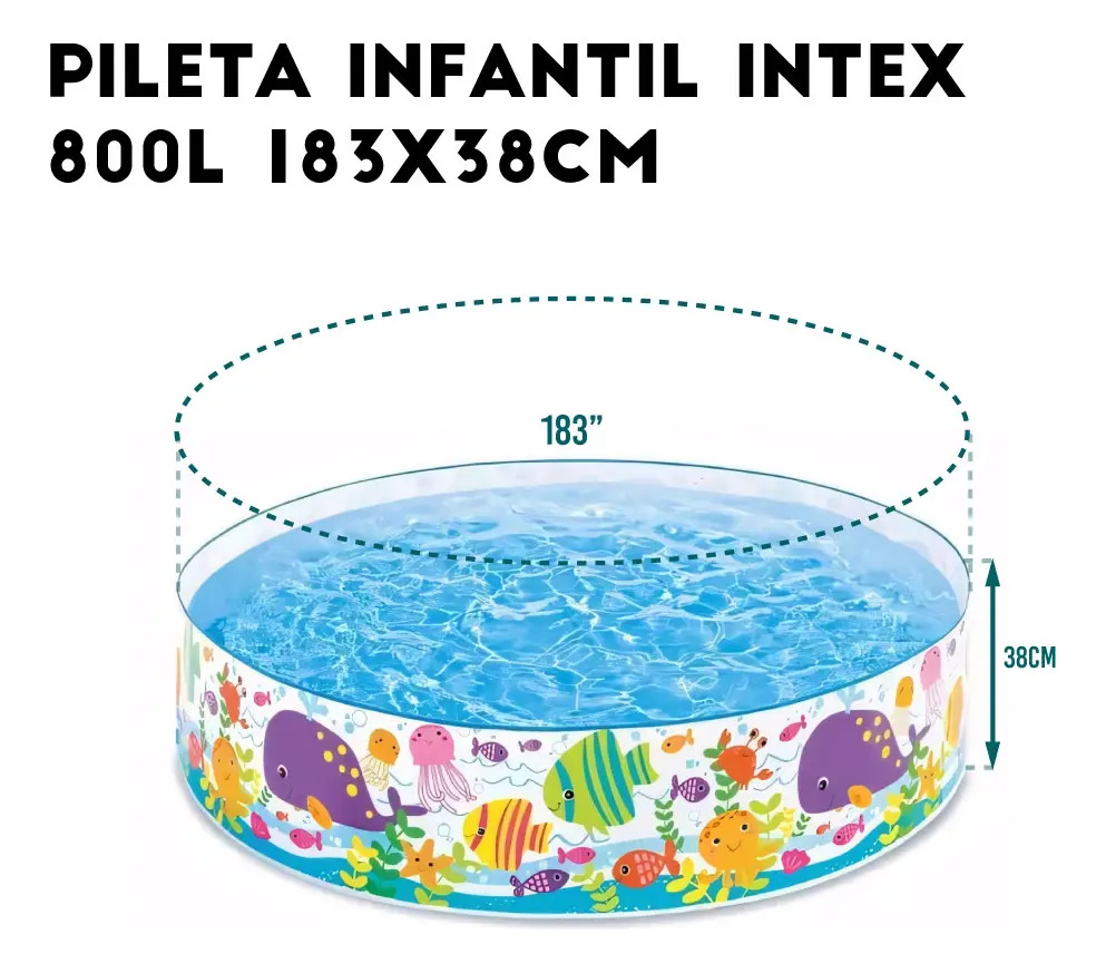 Pileta Rígida Para Niños Intex Juego De Océano 183 X 38 Cm. Intex 800l