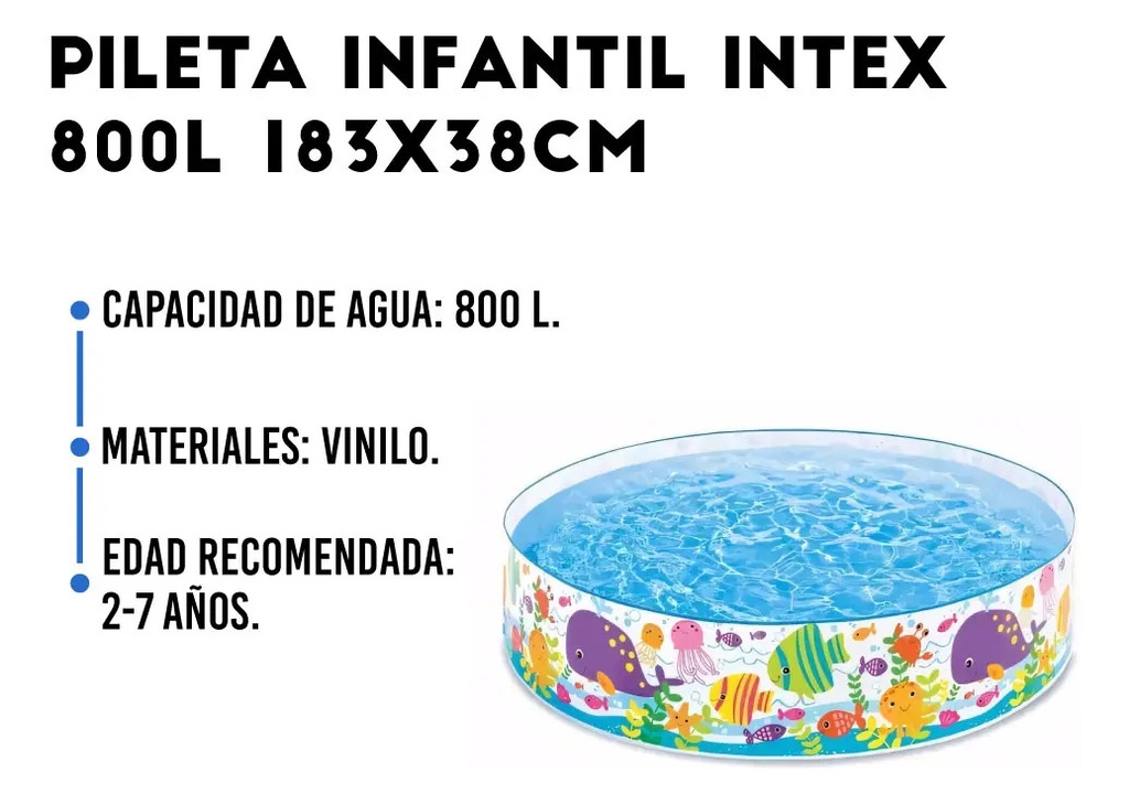 Pileta Rígida Para Niños Intex Juego De Océano 183 X 38 Cm. Intex 800l
