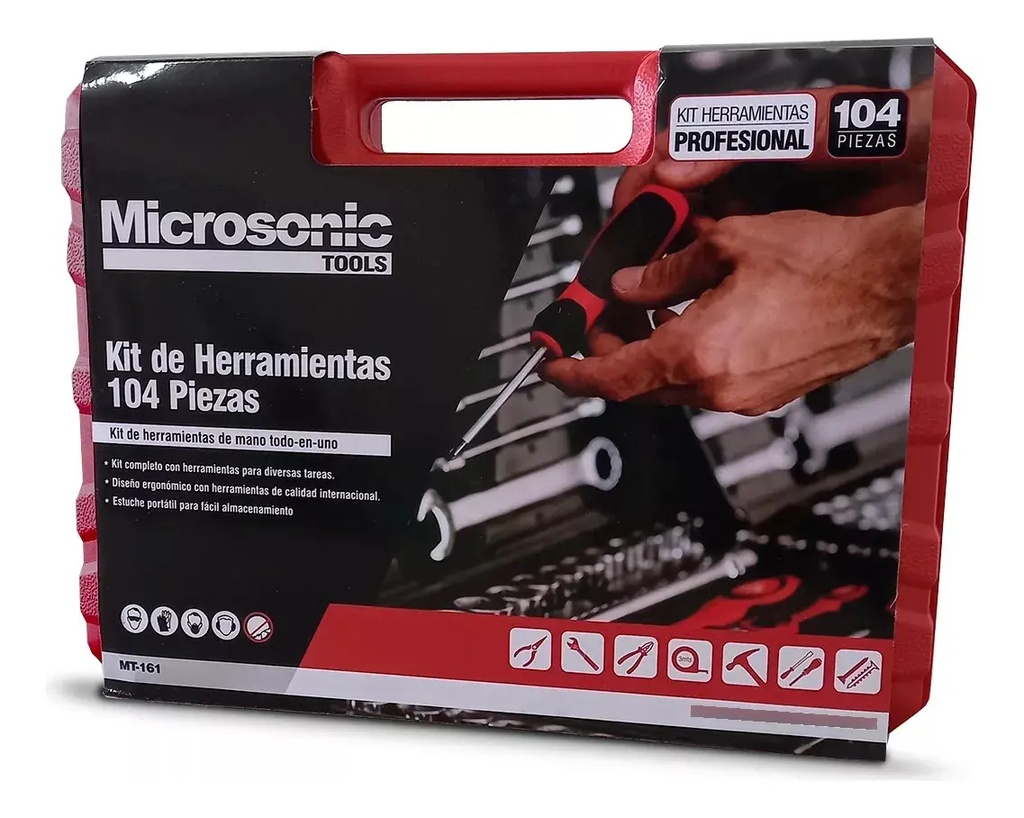 Juego Set Kit De Herramientas Profesional Microsonic 104pzs - Rojo