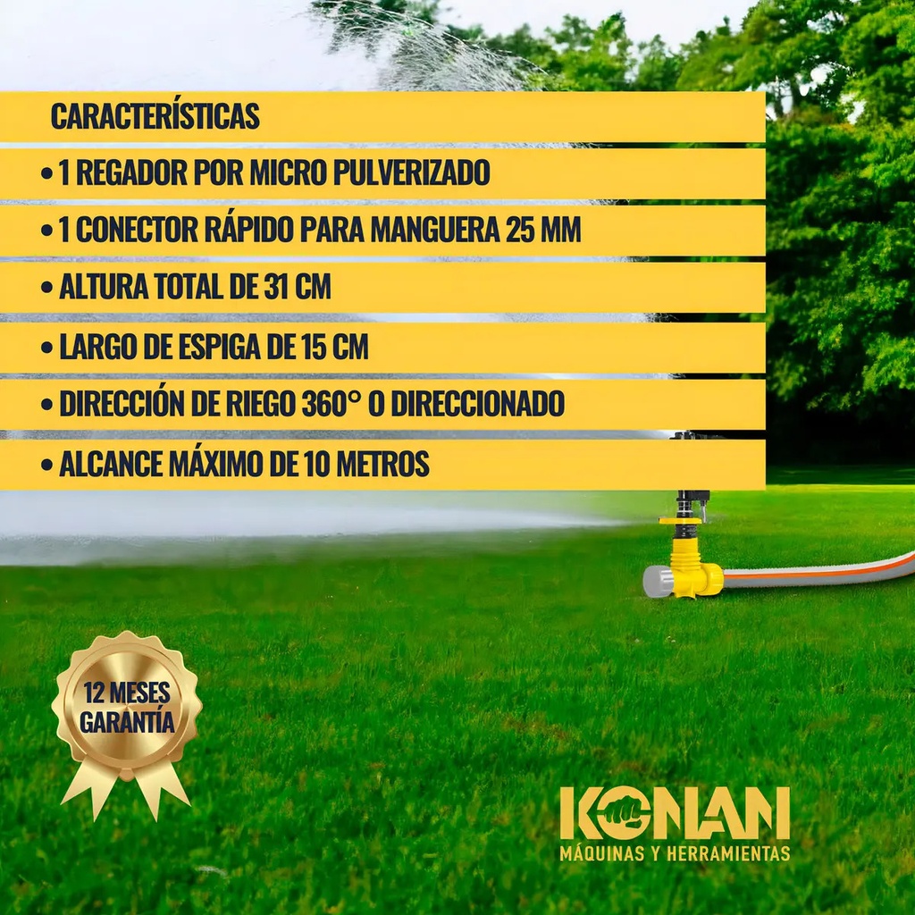 Regador Por Micro Pulverizado Estaca Konan 360° Jardin Riego