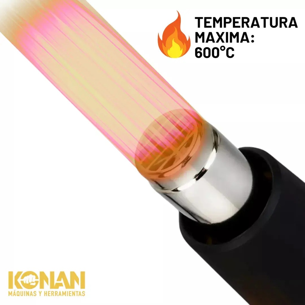 Pistola De Calor 2000w Konan + 5 Accesorios Temp 380°- 600° Negro