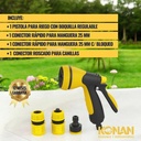 Pistola De Riego Con 3 Accesorios 1/2 Konan 8 Opciones